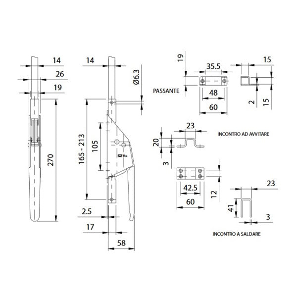 COMUNELLO CARIGLIONE "CAR" PER ASTE MM14X14 ART.680 ZINCATO