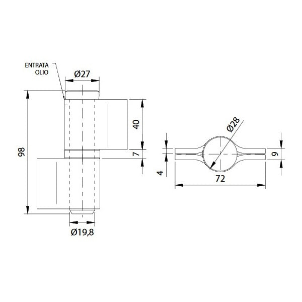COMUNELLO CERNIERA 2 ALI CHIUSE PERNO SFILABILE E CUSCINETTO ART.455-90