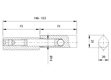 COMUNELLO CERNIERA A GOCCIA TORNITA PERNO REGOLABILE MM7 ART.500-150