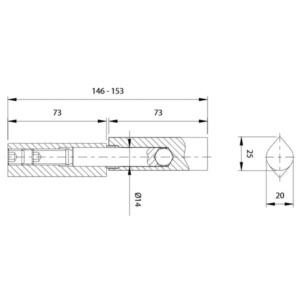 COMUNELLO CERNIERA A GOCCIA TORNITA PERNO REGOLABILE MM7 ART.500-150