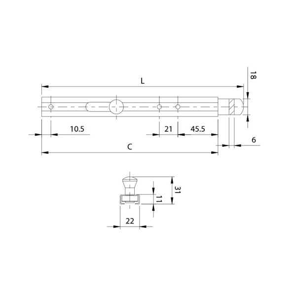 COMUNELLO CATENACCIO AD AVVITARE MM18 ZINCATO ART.800-200