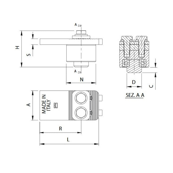 COMUNELLO CARDINE SUPERIORE REGOLABILE CON PIASTRA ART.85