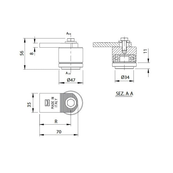 COMUNELLO CARDINE INOX SUPERIORE CON PIASTRA ART.86I