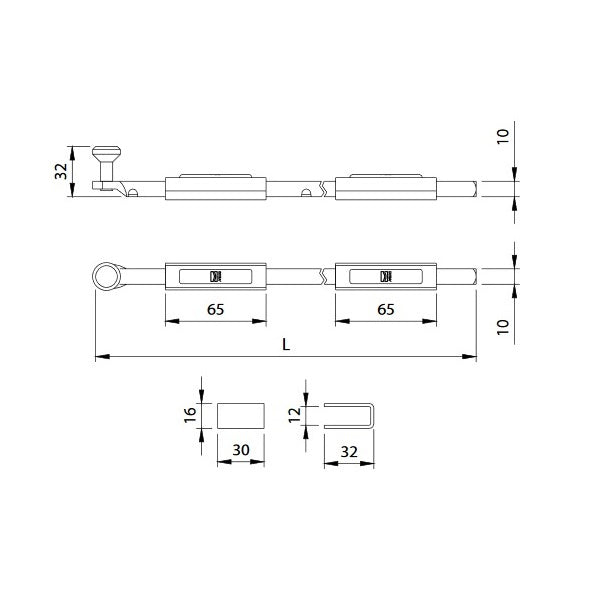 COMUNELLO CATENACCIO PUNTA QUADRATA MM10 ZINCATO ART.710