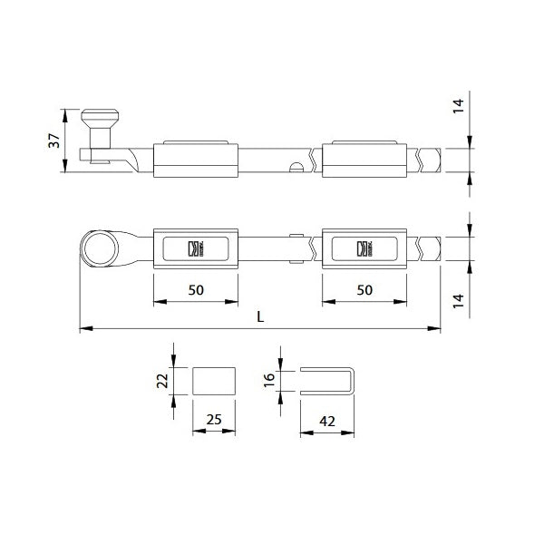 COMUNELLO CATENACCIO PUNTA QUADRATA MM14 ZINCATO ART.714