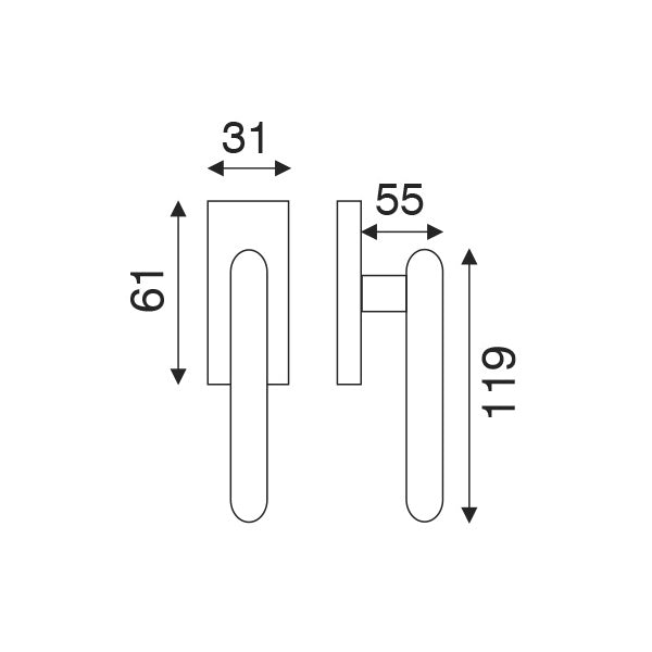 COTTALI THEA MANIGLIA PER SERRAMENTI DK IN ALLUMINIO COLORE ARGENTO*