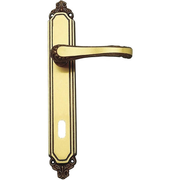 COTTALI FLORA MANIGLIA PER PORTA CON PLACCA IN OTTONE FUME'*