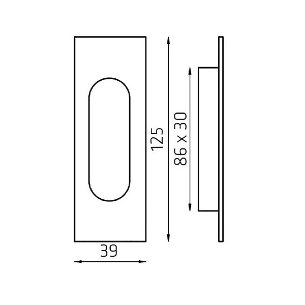 COTTALI KIT MANIGLIA AD INCASSO PER SCORREVOLI MM125X40*