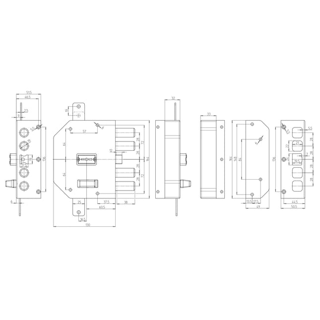 CR SERRATURA APPLICARE DOPPIA MAPPA TRIPLICE CON SCROCCO ENTRATA MM60