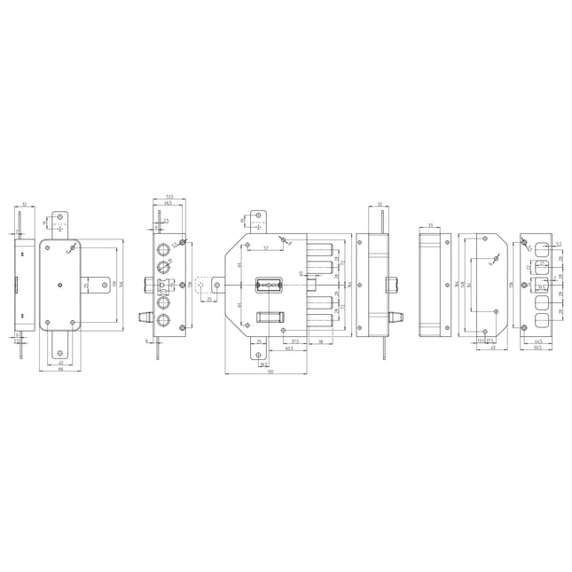 CR SERRATURA APPLICARE DOPPIA MAPPA QUINTUPLICE CON SCROCCO ENTRATA MM60