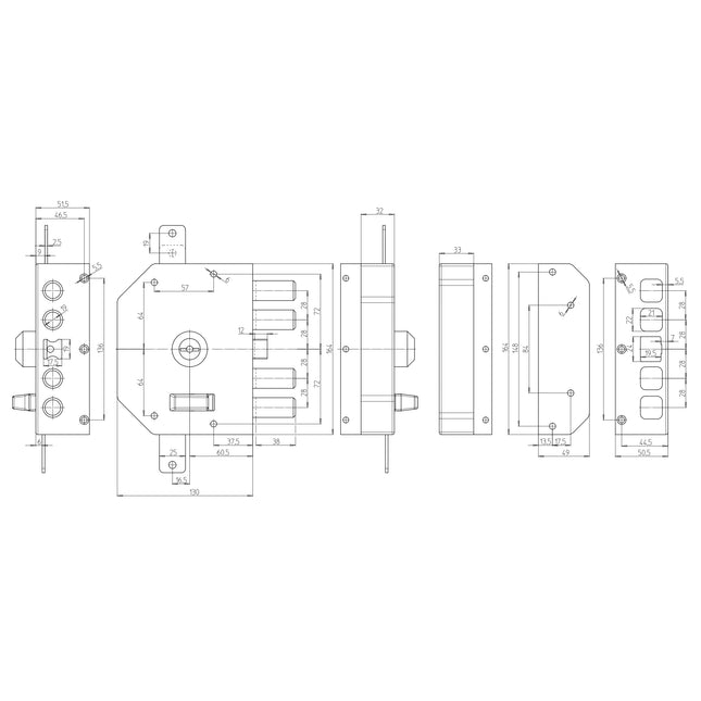 CR SERRATURA A POMPA POMOLO TRIPLICE CON SCROCCO ENTRATA MM60 SX*