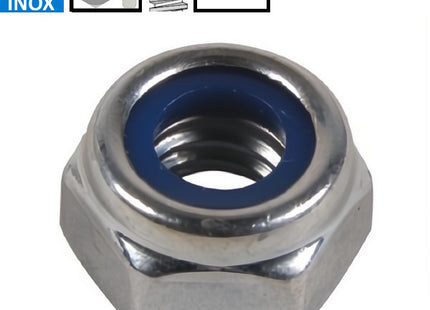 DADO AUTOBLOCCANTE BASSO PASSO GROSSO ACCIAIO INOX A2 DIN 985 M12