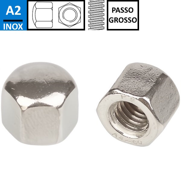 DADO ESAGONALE CIECO TIPO BASSO INOX A2 DIN 917