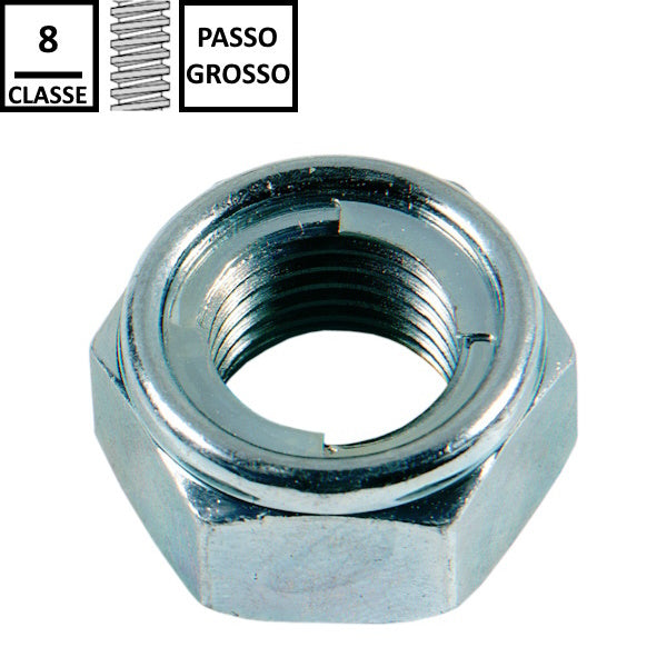 DADO AUTOBLOCCANTE METALLICO PASSO GROSSO CL. 8 Z.BIANCO DIN 980-M