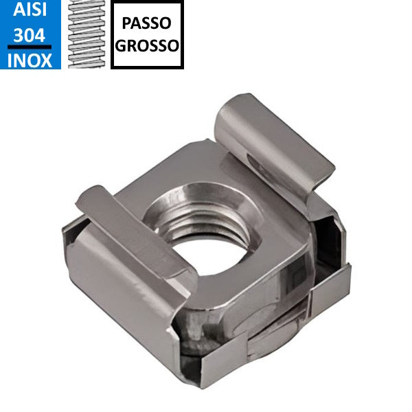 DADO IN GABBIA PER FORI QUADRI IN ACCIAIO INOX AISI 304 M 8