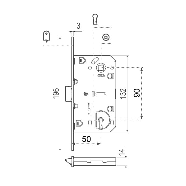 AGB SERRATURA MEDIANA EVOLUTION YALE ENTRATA 50 ART.1103 CROMATO OPACO