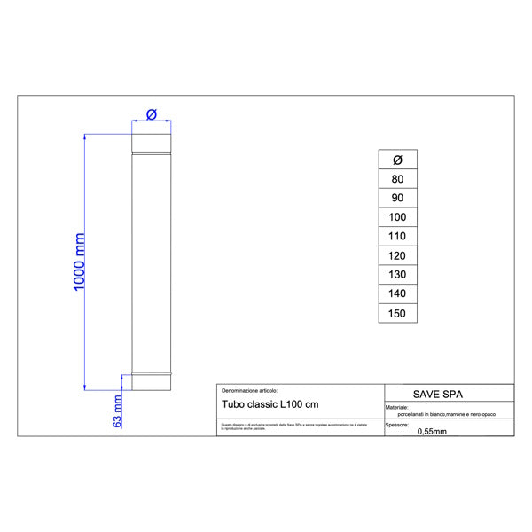 SAVE TUBO PER STUFE SMALTATO NERO OPACO