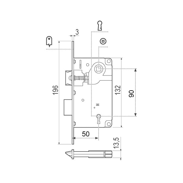 AGB SERRATURA PATENT CENTRO ENTRATA 50 ART.01001