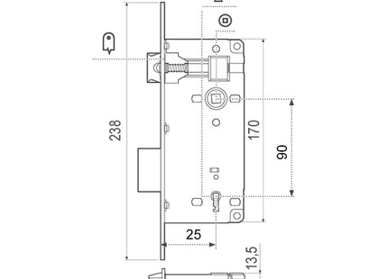 AGB SERRATURA PATENT GRANDE ENTRATA 25 ART.00591 BRONZATA