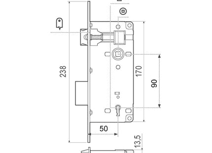 AGB SERRATURA PATENT GRANDE ENTRATA 50 ART.00591 BRONZATA