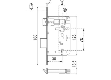 AGB SERRATURA PATENT PICCOLA ENTRATA 30 ART.00571 BRONZATA