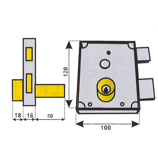 FANGAZIO SERRATURA APPLICARE CON CATENACCIO E SCROCCO CILINDRO LUNGO