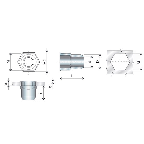 FAR INSERTI FILETTATI ESAGONALI TESTA RIDOTTA IN ACCIAIO FTRE