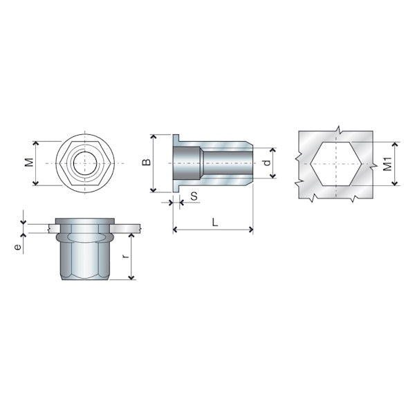 FAR INSERTI FILETTATI ESAGONALI TESTA CILINDRICA IN ACCIAIO FTTE