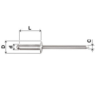 FAR RIVETTI IN LEGA DI ALLUMINIO A TESTA CILINDRICA
