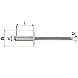 FAR RIVETTI IN LEGA DI ALLUMINIO A TESTA LARGA MM12 D.MM4,0X16
