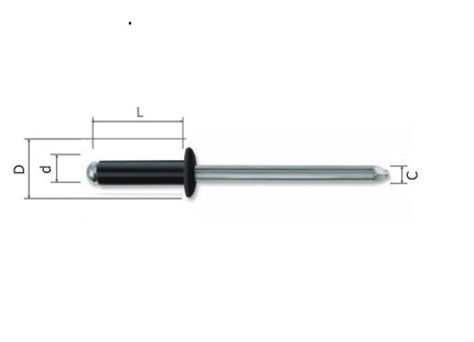 FAR RIVETTI IN LEGA DI ALLUMINIO VERNICIATO NERO RAL 9005