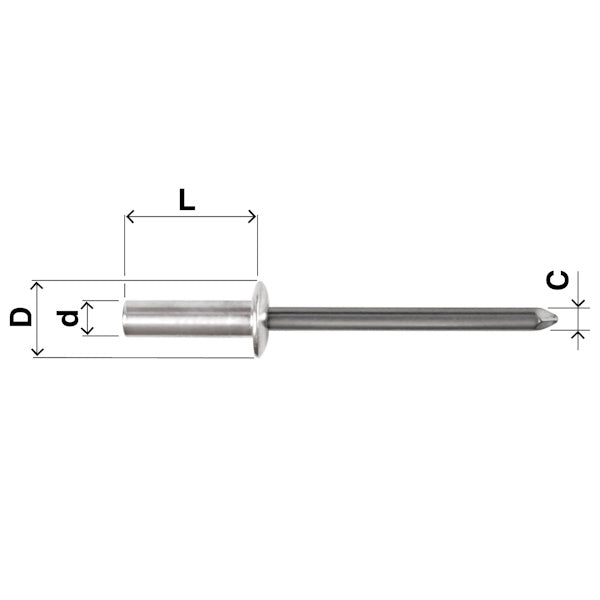 FAR RIVETTI ERMETICI IN ALLUMINIO A TESTA CILINDRICA
