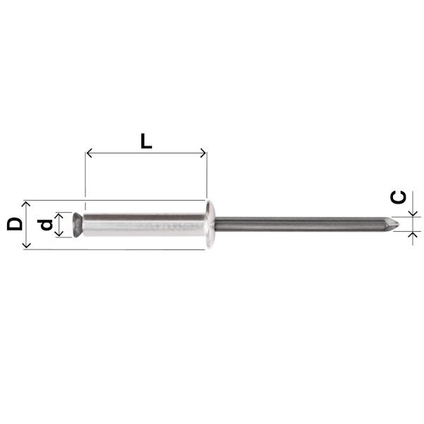 FAR RIVETTI GRAF IN LEGA DI ALLUMINIO A TESTA CILINDRICA