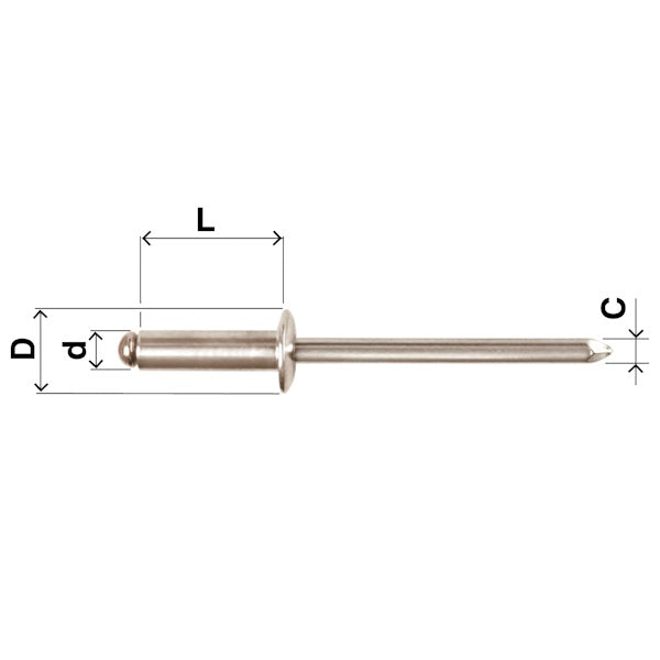 FAR RIVETTI IN ACCIAIO INOX A2 A TESTA CIINDRICA