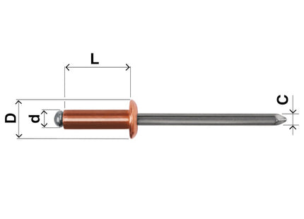 FAR RIVETTI IN RAME NATURALE A TESTA CILINDRICA D.MM3,2X 9