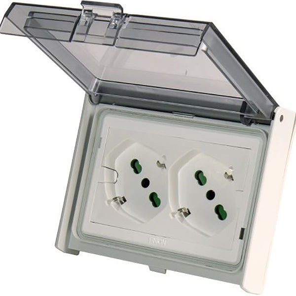 FME MULTIPRESA DA INCASSO 2 SCHUKO BIPASSO IN CUSTODIA IP55 3 MODULI