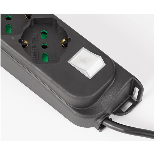 FME MULTIPRESA 4 PRESE + INTERRUTTORE CAVO MT1,5 SPINA 16A 250V NERO