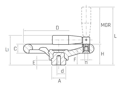 GAMM VOLANTINO 3 RAZZE MOD. VR/175-MR D.MM175 MANOPOLA RIBALTABILE*
