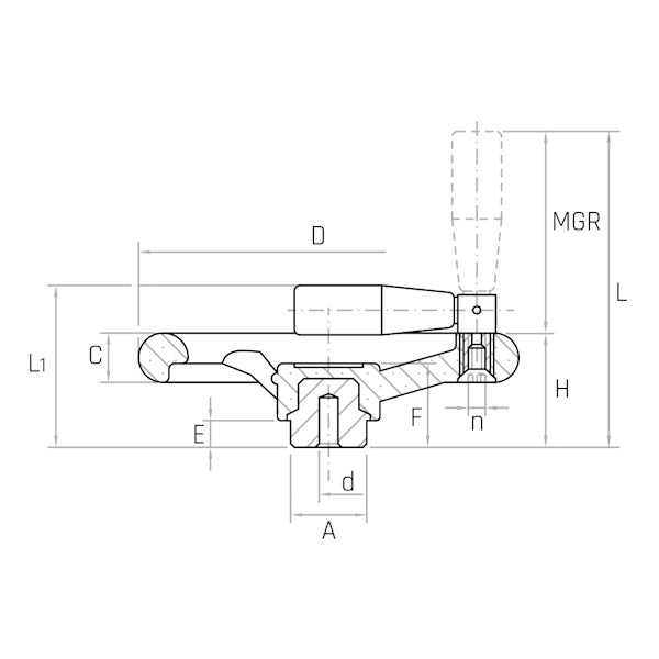 GAMM VOLANTINO 3 RAZZE MOD. VRF/125-MR D.MM125 MANOPOLA RIBALTABILE