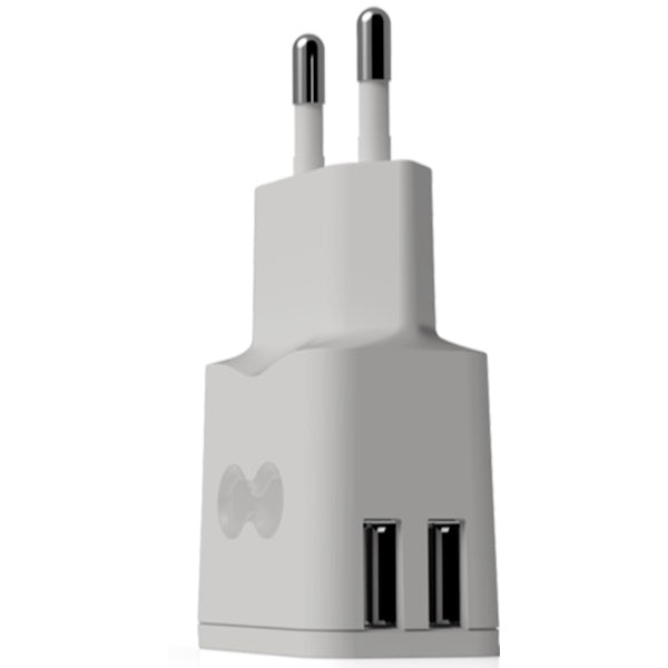 GROOVY CARICATORE DA MURO CON 2 USB COLORE GRIGIO
