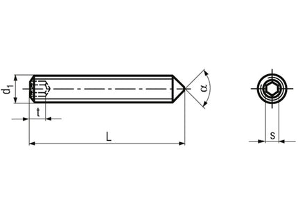 GRANI PUNTA CONICA ESAGONO INCASSATO ACCIAIO INOX A2 UNI 5927 M 6X 16
