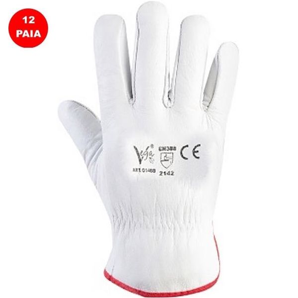 GUANTI BOX IN PELLE FIORE BOVINO COLORE BIANCO CONF.DA 12 PAIA