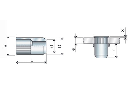 INSERTI FILETTATI CILINDRICI IN ACCIAIO INOX A2 TS RIDOTTA ART.9314