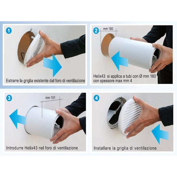LA VENTILAZIONE SILENZIATORE PER FORI DI VENTILAZIONE D.MM151X295 BIANCO