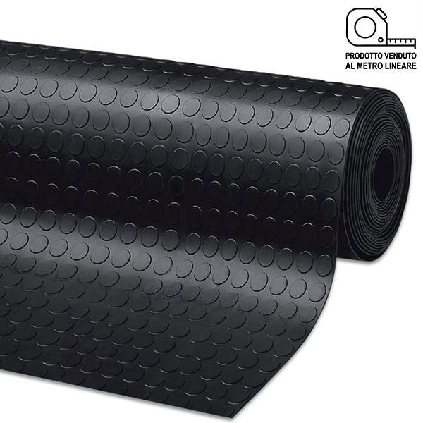 LASTRA IN GOMMA CON BOLLE NERA SPESSORE MM3 ALTEZZA MM1200 AL MTL
