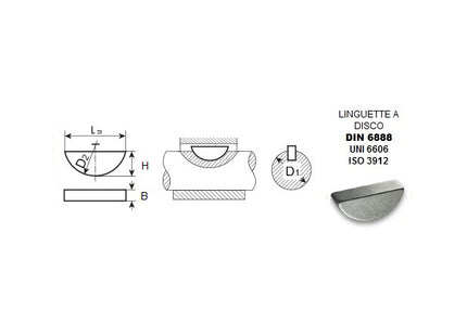 LINGUETTA A DISCO IN ACCIAIO DIN 6888 UNI 6606 ISO 3912 MM 4  X 6,5X 16