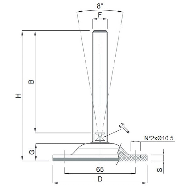MARTIN PIEDE ZINCATO SNODATO STAMPATO CON FORI D.MM 85 M16X150 KG1500