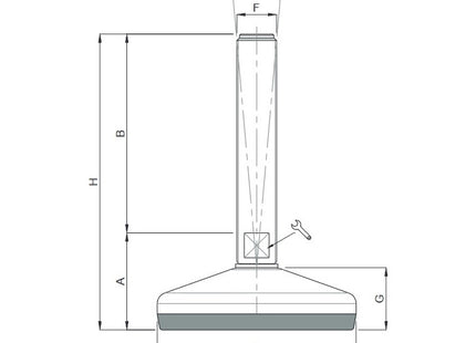 MARTIN PIEDE INOX A2 SNODATO BASE VULCANIZZATA D.MM 80 M16X100 KG1000