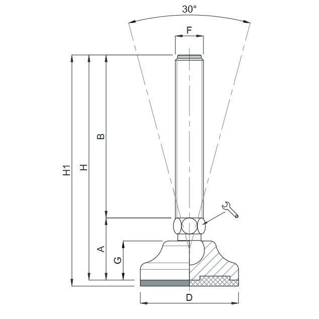 MARTIN PIEDE INOX A2 SNODATO BASE PLASTICA