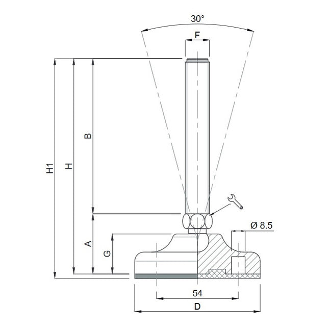 MARTIN PIEDE ZINCATO SNODATO BASE PLASTICA